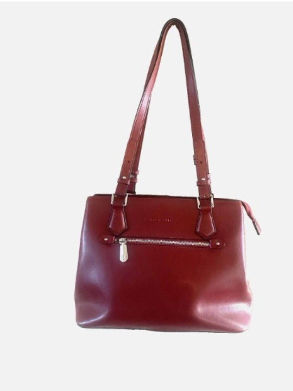 NWOT BOSTANTEN Nevin Leather Tote Shoulder Handbag Burgundy Red